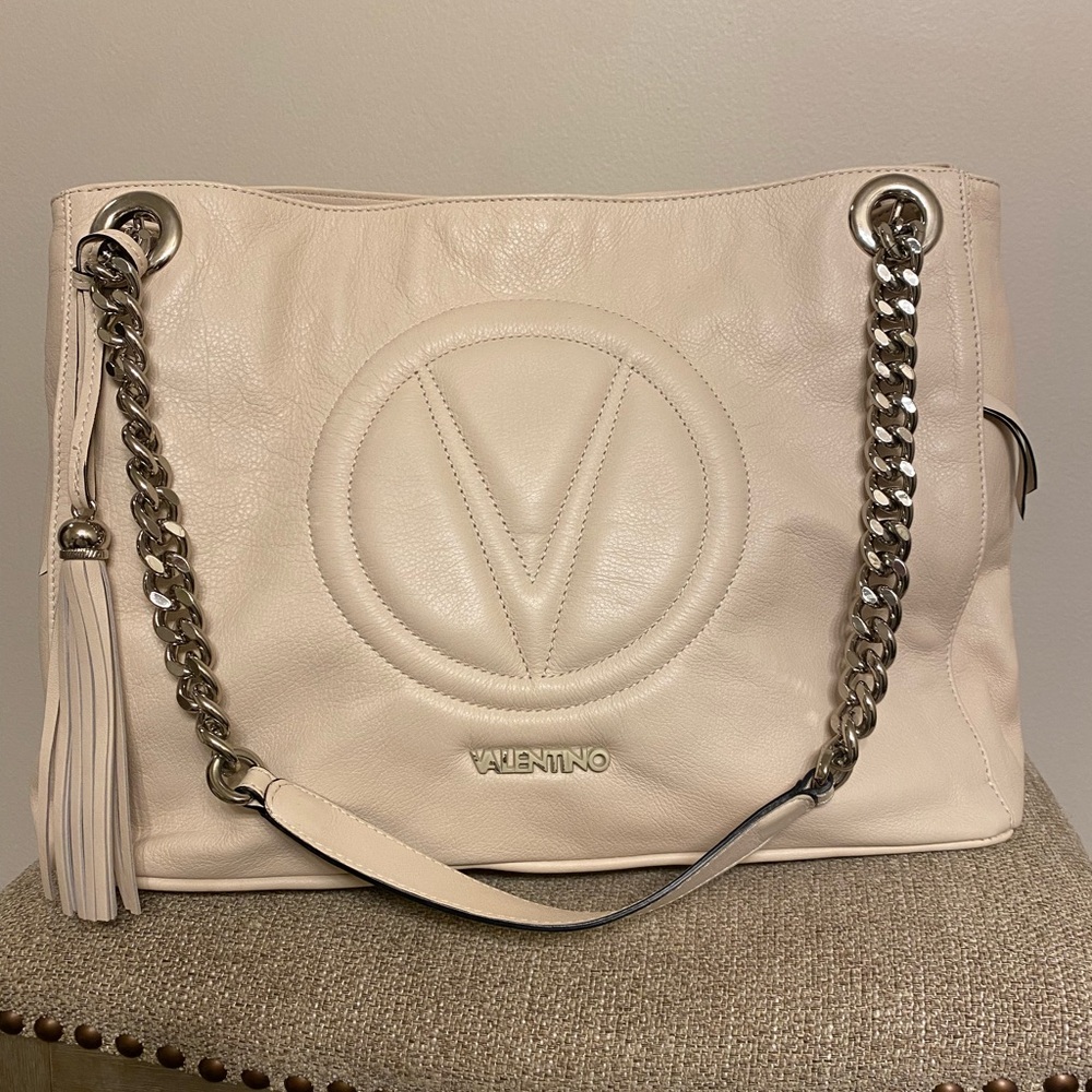 💯VALENTINO BY MARlO VALENTINO SLOCHY SHOULDER TOTE BAG ON CHAIN